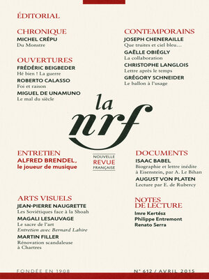 cover image of La Nouvelle Revue Française N° 612